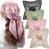 foulard carré en soie pour femmes, marque de luxe, imprimé en satin, hijab, paréo musulman, bandana, châle, bandeau enveloppant, 70x70cm