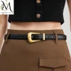 ceinture en cuir véritable pour femme, cuir bordeaux avec structure en métal doré, mode décontractée de luxe, environnement pour robes en jean
