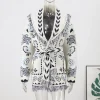 cardigan imprimé patchwork à franges pour femme, jacquard, col rabattu, manches longues, ceinture, taille, pull tricoté, automne 2025