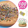 Épingles à coudre tête en verre, 100 pièces/boîte 38mm, épingles de couture, épingles à Quilting, têtes de perles pour bricolage, broderie, Accessoires de couture, outils