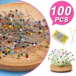 Épingles à coudre tête en verre, 100 pièces/boîte 38mm, épingles de couture, épingles à Quilting, têtes de perles pour bricolage, broderie, Accessoires de couture, outils