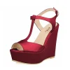 sandales à talons compensés pour femmes, escarpins à plateforme en cuir verni, bout ouvert de 14cm, lanière à la cheville, sexy, chaussures de fête et de mariage, nouvelle collection été 2025