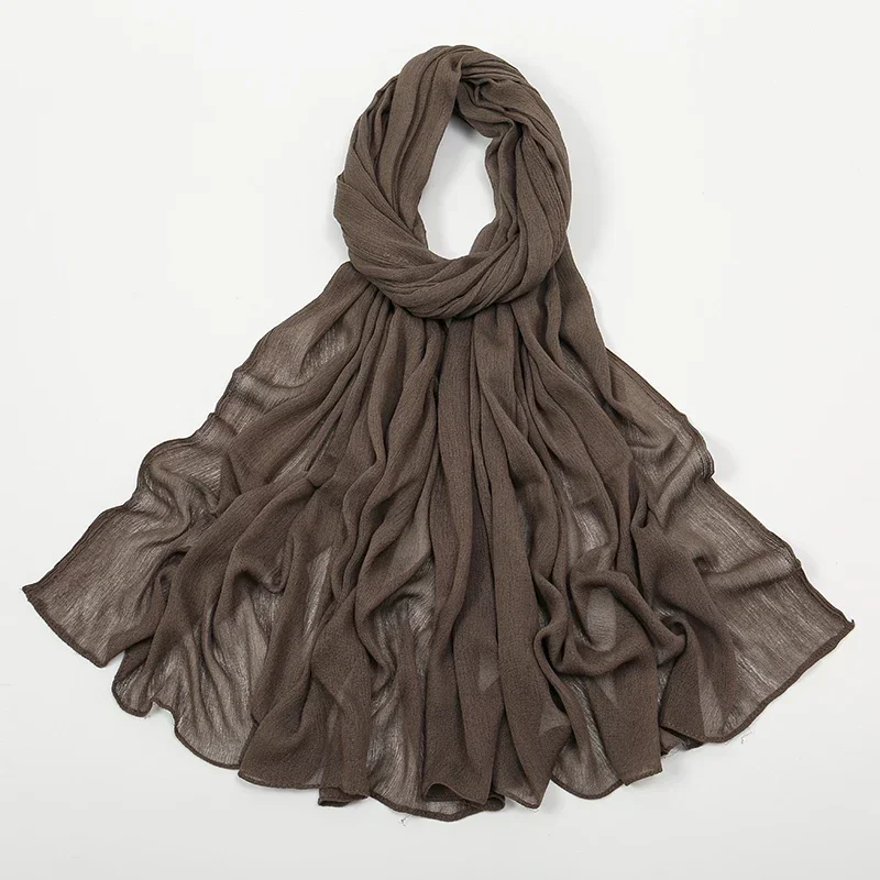 nouveau crinkle rayonne hijab musulman écharpe femmes solide châle grande taille foulard islamique turban plaine foulard bandeau enveloppement
