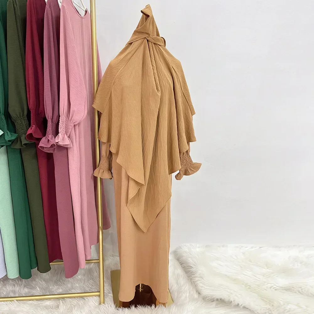 abaya avec tiens imar pour femmes musulmanes, ensemble 2 pièces, jilbab, ramadan eid jilbeb, robe longue hijab, vêtements de prière, tenue islamique de turquie et de dubaï