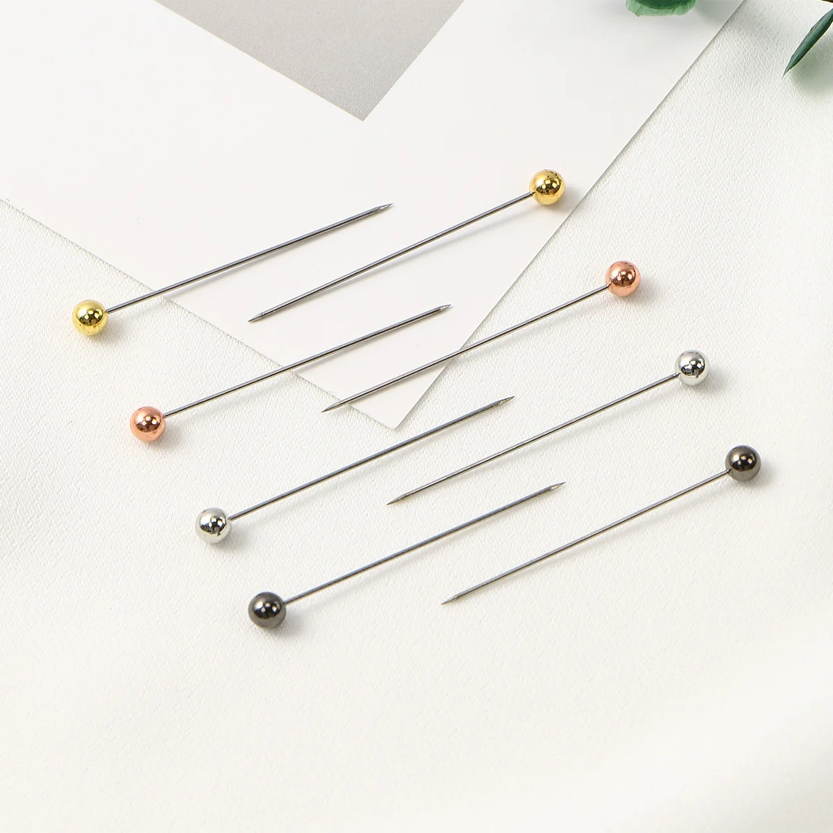 Épingles rondes pour hijab, 40 pièces, épingles pour tête d'écharpe, tête de perle ronde blanche colorée, couture, épingle de quilting, accessoires de couture