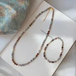 Chaîne de perles en pierre naturelle tissée à la main, pendentifs en perles, accessoires luxueux pour femmes, bijoux à la mode