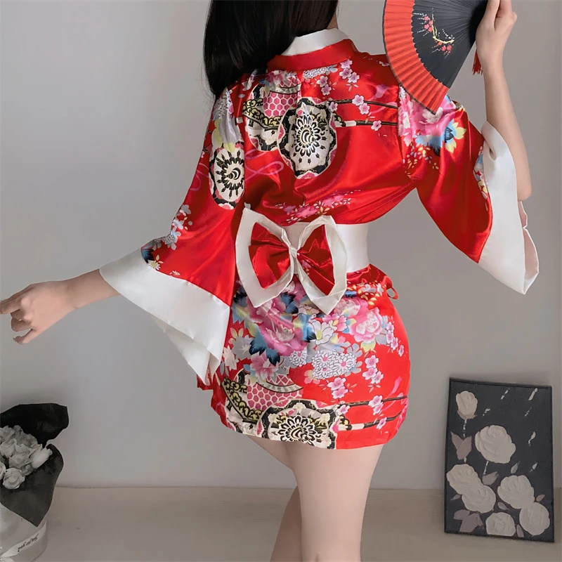 ensemble uniforme kimono érotique, robe kimono geisha, pornographie, chemise de nuit cosplay sexy, pyjama de rajeunissement avec nœud, vêtements de prostitution