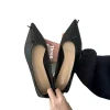 sandales à talons plats en cuir souple pour femme, chaussures Élégantes, pointues, à talons bas, simples, nouvelle collection printemps 2025