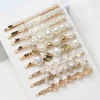 Paquet de 9 pinces à cheveux en perles pour femmes et filles, jolies diapositives de cheveux en perles scintillantes, épingles à cheveux en perles, Barrettes en or faites à la main