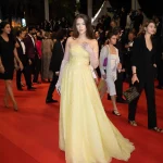 Robe de soirée de luxe scintillante, col licou jaune perlé, avec gants, pour occasions formelles en arabe saoudien, Serene Hill, personnalisée, LA72948