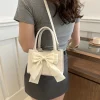 sac à main avec nœud en pu pour femmes, sac à bandoulière tendance, fourre tout carré de grande capacité, couleur unie, sac à bandoulière simple pour fête et vacances