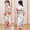 kimono traditionnel japonais en satin pour fille, robe de bain de luxe avec costume de performance obi