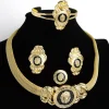 ensemble de bijoux de luxe pour femmes, plaqué or 18 carats, collier lion, bracelet, bague, boucles d'oreilles, accessoires de bijoux de mariage