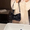 pochette de luxe élégante à paillettes brillantes pour femmes, sac à main à bandoulière sous les bras or/argent, accessoire de fête à la mode pour dames