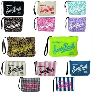 Nouvelle pochette pour femmes motif rayé léopard sac à bracelet en toile pour voyage quotidien stockage de cosmétiques pochette multi-styles pour dames