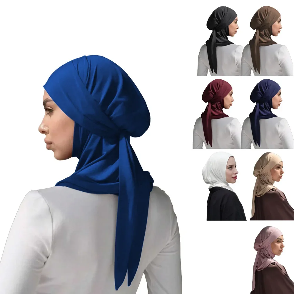 ramadan eid maillot musulman hijab femmes foulard pansement tête enveloppement islam niqab amira écharpe instantanée turban bandanas turbante mujer