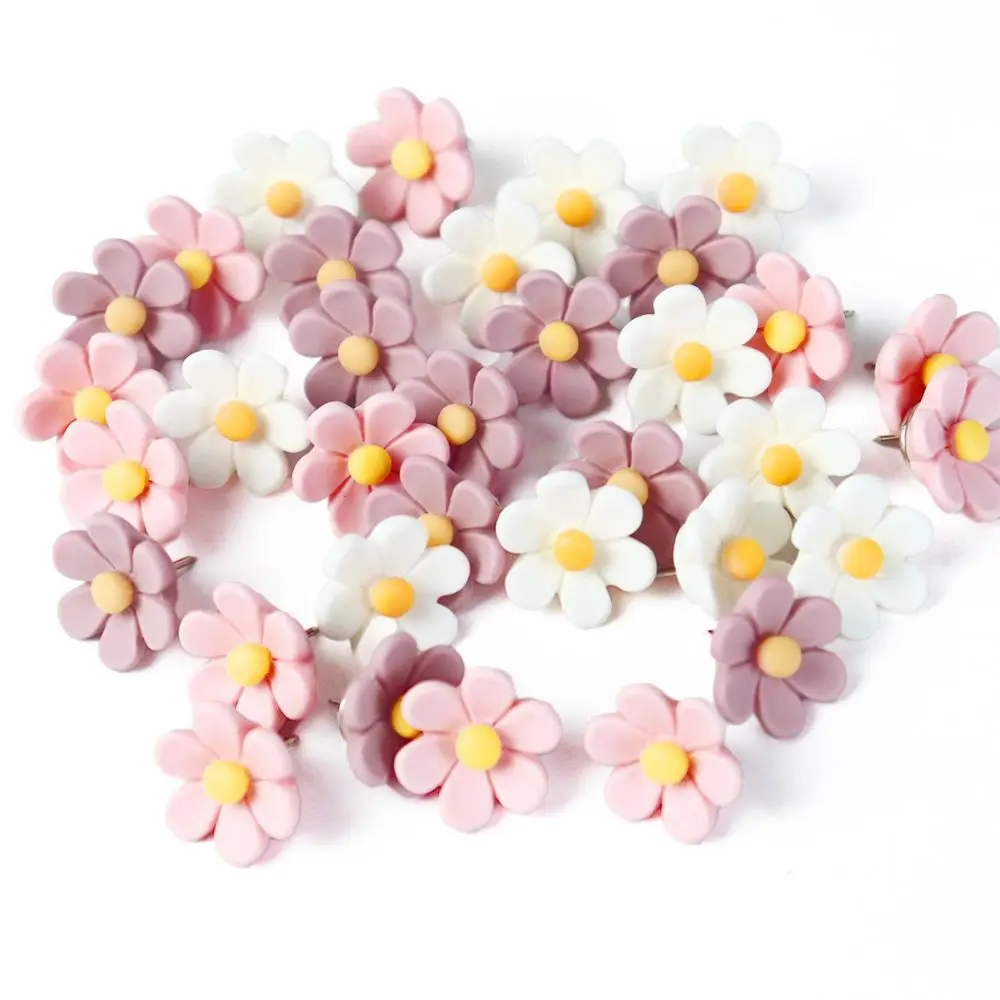 20/30/50 pièces en boîte créative Six pétales fleur punaises bricolage Photo décoration murale conseil punaise mignon 3D coloré punaises bureau
