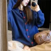 cardigan tricoté pour femmes en automne, veste pull ample et douce avec boutons d'amour, tendance
