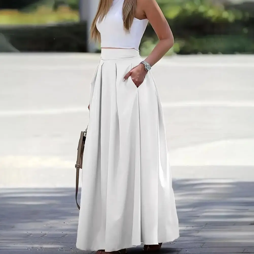 jupe longue taille haute pour femmes, jupe maxi élégante avec taille haute, tissu respirant, coupe amincissante pour les fêtes