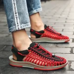 Offre spéciale de la saison nouveaux hommes sandales décontractées printemps été tissage chaussures de plage à enfiler mode tongs à la mode paresseux People Sh