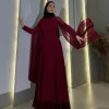 adeli robe de soirée Élégante en mousseline de soie pour femme, tenue musulmane à manches sulfavec perles, longueur au sol, occasions formelles, tout personnalisé