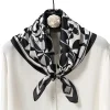 foulard carré à imprimé floral de luxe pour femme, bandeau en satin doux, sac hijab, ruban, bandeau de sauna, cadeau