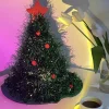 boule en tissu de soie non tissé brillant pour la maison, chapeau étoile de noël, décor de noël, chapeau d'arbre de noël, ornements de noël