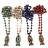 Bijoux tribaux bohèmes pour femmes, chapelet de charbon semi-fier, pendentif poisson JO4 cm, collier ethnique, mode, 6mm