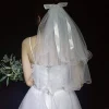 voile photo court et simple pour femmes, élégant, bord en dentelle, tulle avec peigne, nouvelle collection