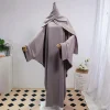 abaya musulman deux pièces pour femmes, jilbab islamique avec vêtements hijab, robe saoudienne de dubaï, robes de prière de modestie turque, caftans amples