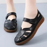 Sandales d&rsquo;Été Confortables pour Femme, Chaussures Rondes Creuses, Parka, Semelle de Plage Souple