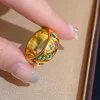 bagues en diamant coloré incrusté brillant haut de gamme pour femmes, design unique, bague de mode scintillante empilée, bijoux de fête de luxe légers