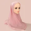 Foulard Hijab en Mousseline de Soie pour Femme Musulmane, Turban, Châle, prêt à porter, 1 Pièce