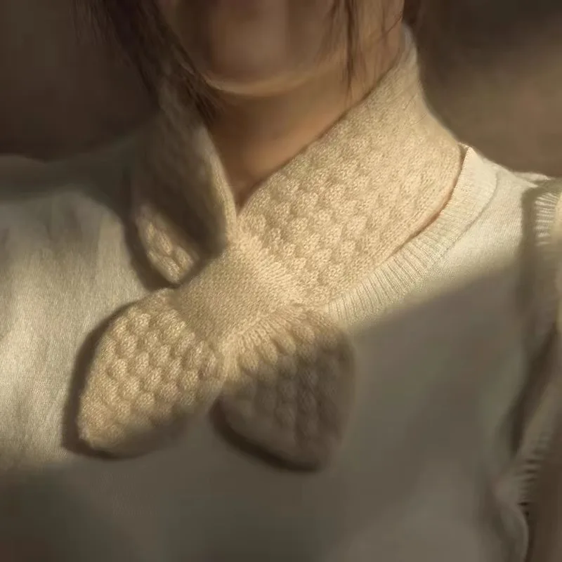 Petite écharpe Simple pour femmes, manteau d'automne et d'hiver, décoration, faux col croisé perforé, couleur Pure, écharpe paresseuse tendance assortie avec tout