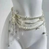 ceinture en chaîne de taille en perles multicouches rétro y2k pour femmes, accessoires de bijoux de corps élégants pour fête et tenue décontractée