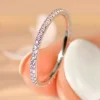 bague en argent sterling 925 pour femmes, 1.4mm, mode simple, zircon complet, empilable, uni, fête quotidienne, bijoux fins personnalisés