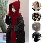 Écharpe à capuche début d&rsquo;automne écharpe chapeaux mode oreille protecteur bonnets utile cache-oreilles casquette hiver épaissir articles femmes cou écharpe