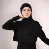 Musulman islamique intérieur à capuche Hijab femmes gilet de base sans manches chemises à bascule vêtements islamiques turquie arabe Abaya hauts Musulman islamique intérieur à capuche Hijab femmes gilet de base sans manches chemises à bascule vêtements islamiques turquie arabe Abaya hauts
