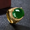 bagues en argent avec pierres précieuses vertes pour femmes et hommes, bijoux fins, chrysoprase verte, bague de luxe
