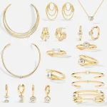 Collier, bracelet, boucles d&rsquo;oreilles et bague en argent et or de haute qualité, bijoux exquis pour les créateurs de luxe pour femmes, nouvelle collection 2025 925