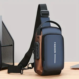 Sac à bandoulière élégant pour hommes – Tissu Oxford durable, sac de poitrine à bandoulière avec poche pour téléphone, fermeture éclair pour les déplacements quotidiens