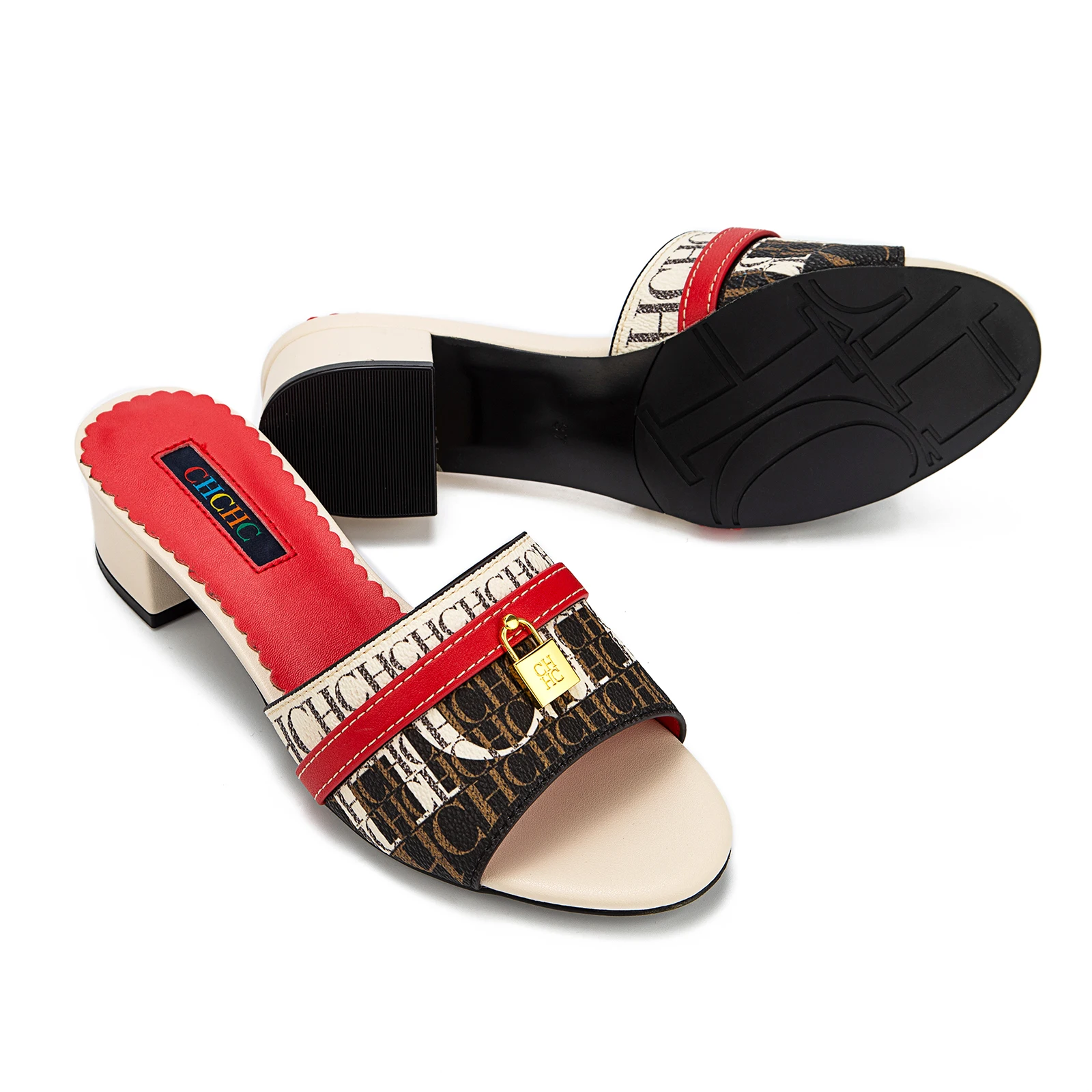 sandales talon coin 2025 rouge marron beige Été style rétro bicolore lanières croisées pour femme vacances trajet travail semelle vague