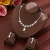 ensemble luxueux collier et boucles d'oreilles en maille de pierres précieuses à pampilles en zircon, bijoux fins en cristal pour femmes, vêtements de fête de mariage