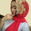 hijab musulman en mousseline de soie pour femme, longue Écharpe perlée, avec diamants dorés et paillettes, à la mode, turban uni