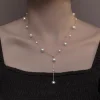 Collier avec pendentif en perles d&rsquo;eau douce naturelles, plaqué or 18 carats, bijoux élégants pour femmes