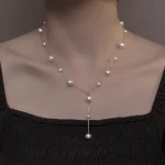 Collier avec pendentif en perles d&rsquo;eau douce naturelles, plaqué or 18 carats, bijoux élégants pour femmes