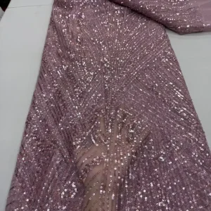 Tissu africain en dentelle de haute qualité, tissus au mètre, paillettes, Tulle, robes de mariée, broderie, maille, tissu, 5 Yards, dernière collection 2025