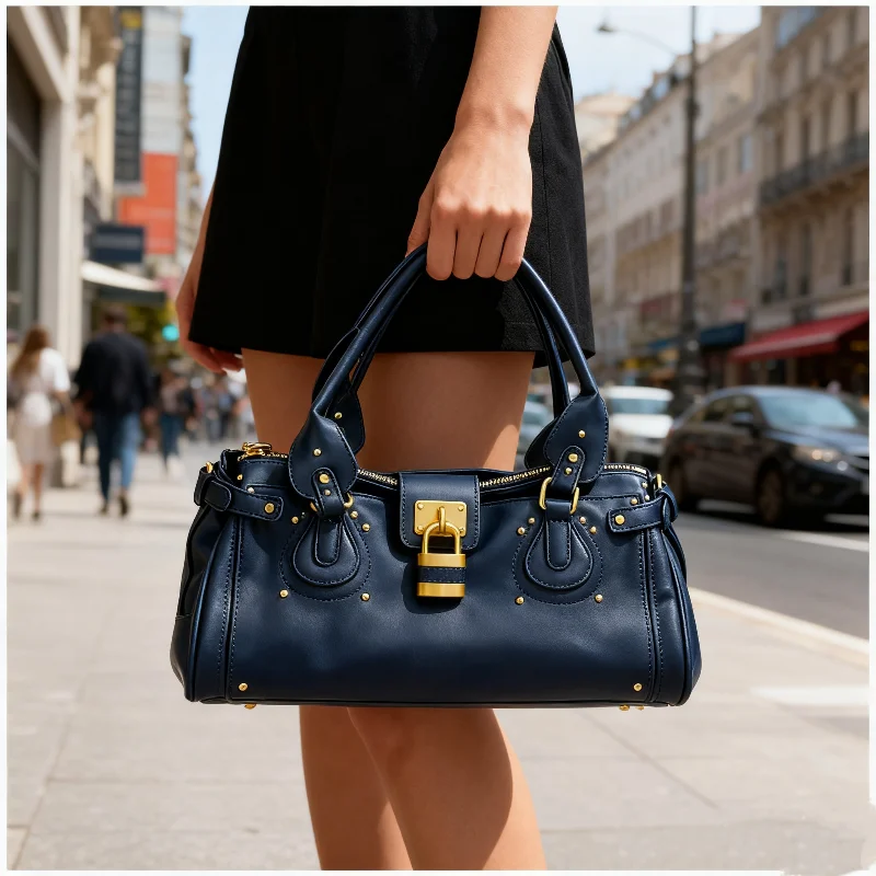 Sac fourre-tout à cadenas de luxe, sac à bandoulière classique de grande capacité, sac à main de styliste à Double poignée, porte-documents horizontal en cuir souple