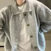 veste cardigan décontractée tricotée pour femme, haut ample, rétro, polyvalent, paresseux, pull à revers, nouvelle collection automne et hiver