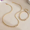 Bracelet chaîne en argent doré et Zircon brillant pour femmes, collier plaqué or en acier inoxydable 316, ensemble de bijoux étanches pour dames